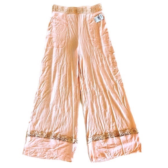 NWT Intimately FREE PEOPLE Maddie Wide Leg W/ Lace Trim Lounge/Sleep Pants SZ XS - Picture 7 of 7